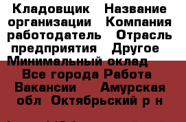 Кладовщик › Название организации ­ Компания-работодатель › Отрасль предприятия ­ Другое › Минимальный оклад ­ 1 - Все города Работа » Вакансии   . Амурская обл.,Октябрьский р-н